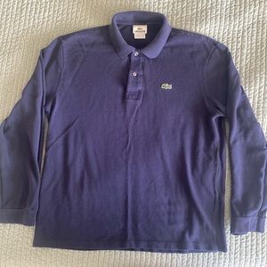 Lacoste size 5 collared long sleeve shirt navy blue